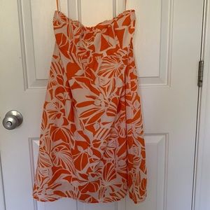 AE Strapless Tropical Orange Dress